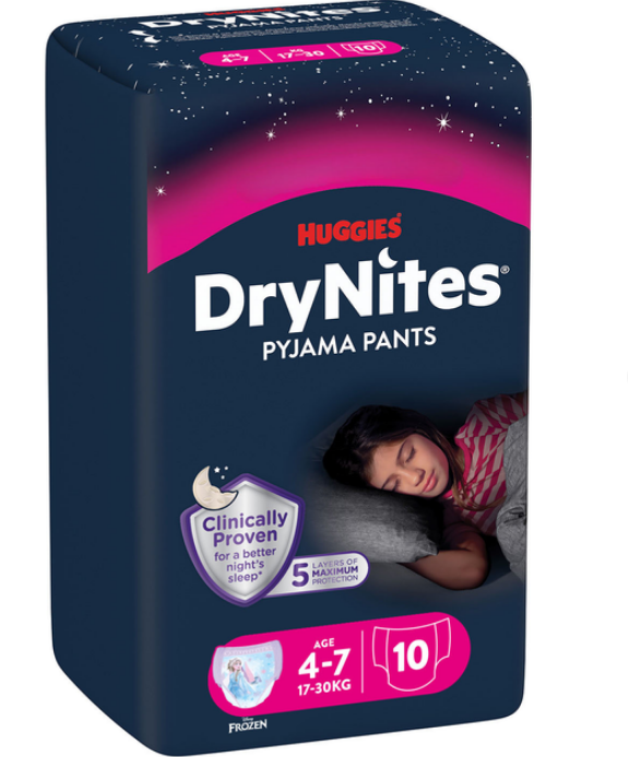 Huggies DryNites трусики дитячі (4-7р.) 10шт GIRL